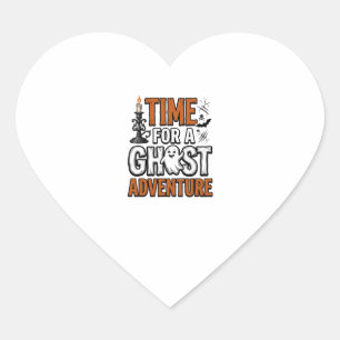 Ghost Adventure Halloween Vintage Typography Desig Heart Sticker