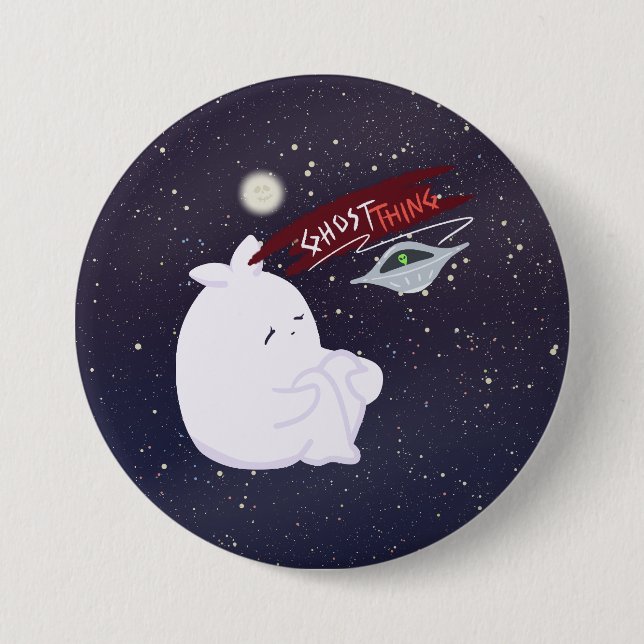 Ghost Alien Abduction Halloween Buttons (Front)