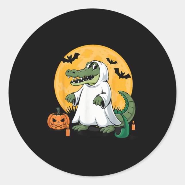 Ghost Alligator Halloween Soky Gator Lovers  Classic Round Sticker (Front)