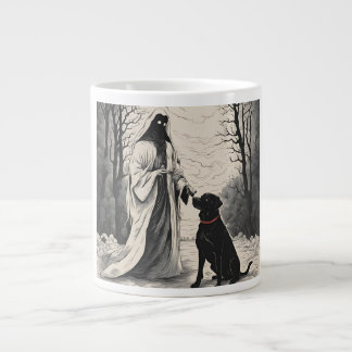 Ghost and black dog halloween 2024 large coffee mug