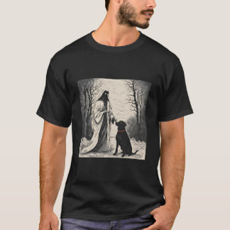 Ghost and black dog halloween 2024  T-Shirt