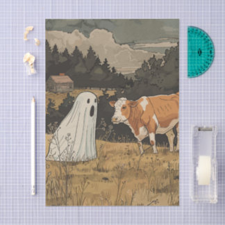 Ghost and Cow Halloween Farmhouse Tissue Paper