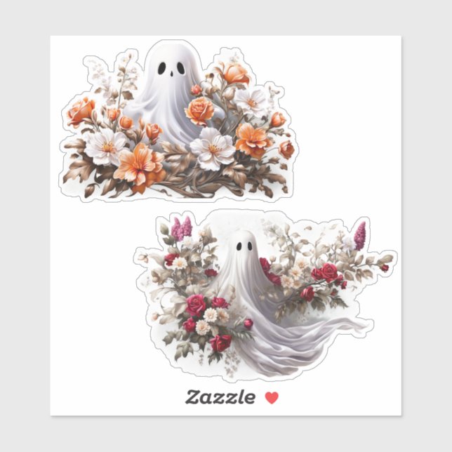 Ghost and Flowers Vinyl Stickers Customise (Sheet)