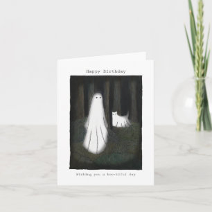 Ghost and Ghost cat Cute funny Happy Birthday Card