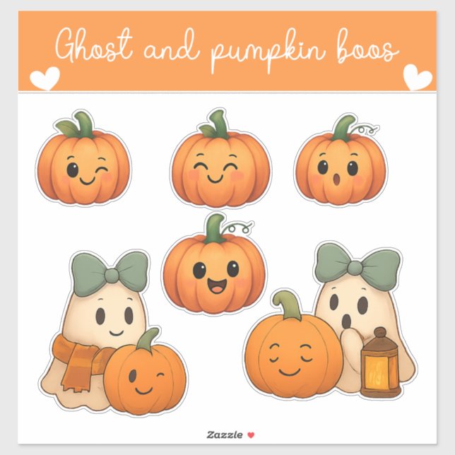 Ghost and Pumpkin Boos Sticker Sheet  (Sheet)