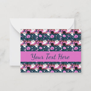 Ghost and Pumpkin Pink and Blue Pattern Card