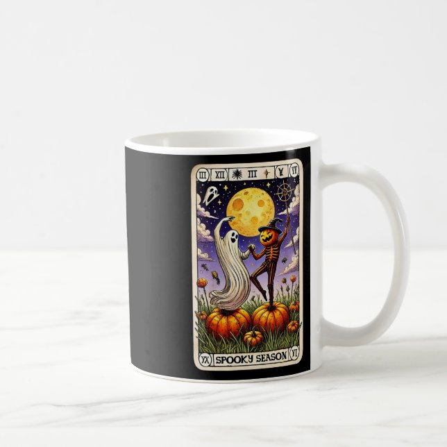 Ghost And Skeleton Dancing Funny Halloween Tarot C Coffee Mug (Right)