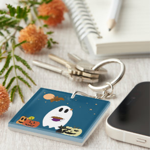 Ghost and Tea Key Ring