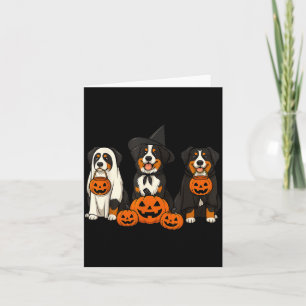 Ghost And Witch Bernese Mountain Dog Halloween For Card