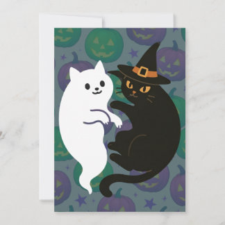 Ghost and Witch Cat Duo Invitation