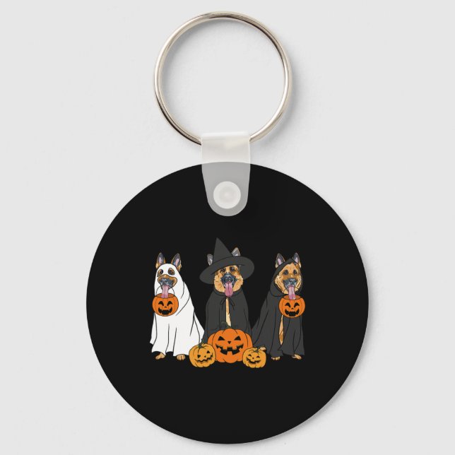 Ghost And Witch German Shepherd  Key Ring (Front)
