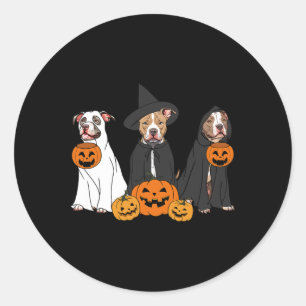 Ghost And Witch Pit Bull Classic Round Sticker
