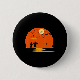 Ghost And Witch Playing Disc Golf Halloween Costum 6 Cm Round Badge