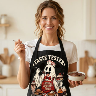 Ghost Approved Taste Tester Apron, Halloween Diner Apron