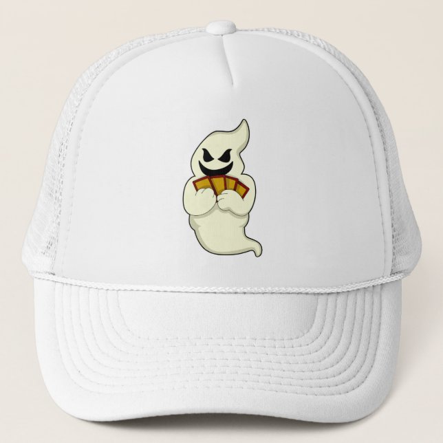 Ghost at Poker with Poker cards Trucker Hat (Front)