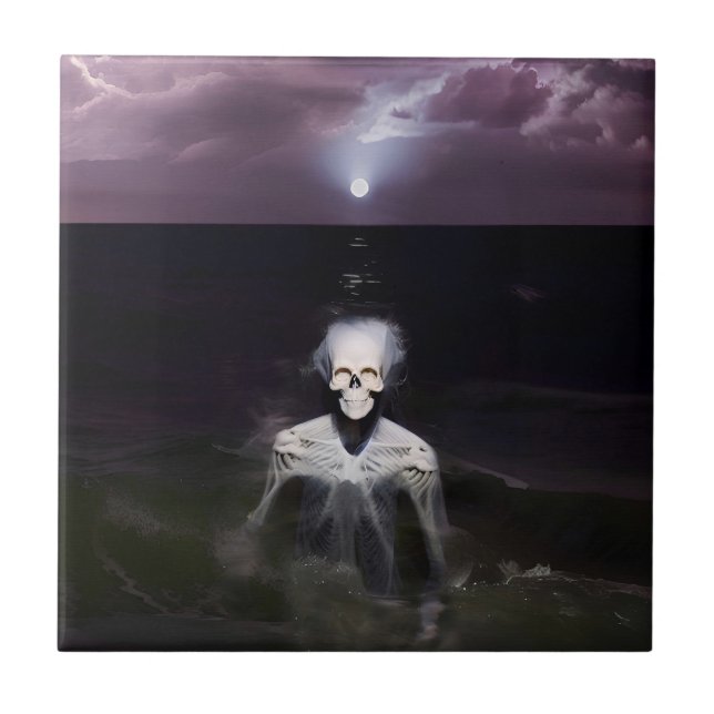 Ghost at Sea - Oil Painting Ceramic Tile (Front)
