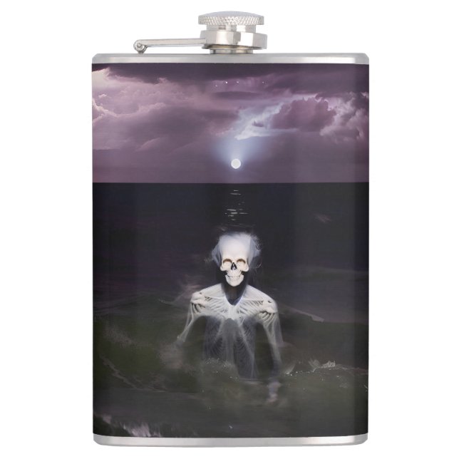 Ghost at Sea - Oil Painting Hip Flask (Front)