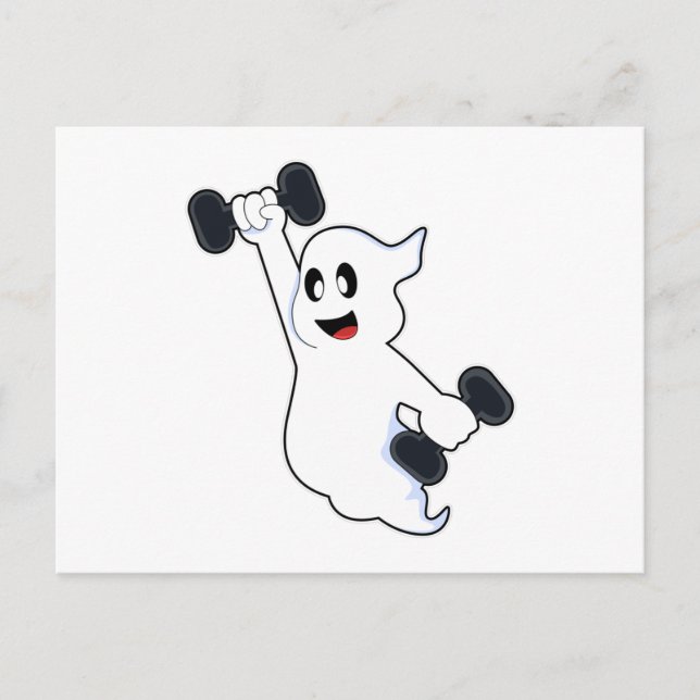 Ghost at Strength training with Dumbbells Postcard (Front)
