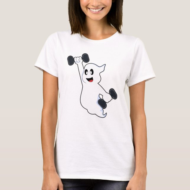Ghost at Strength training with Dumbbells T-Shirt (Front)