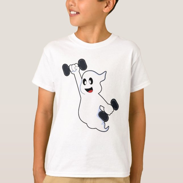 Ghost at Strength training with Dumbbells T-Shirt (Front)