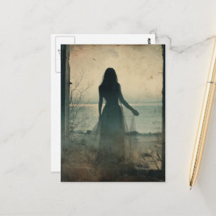 Ghost at the Abandoned Beach House Postcard