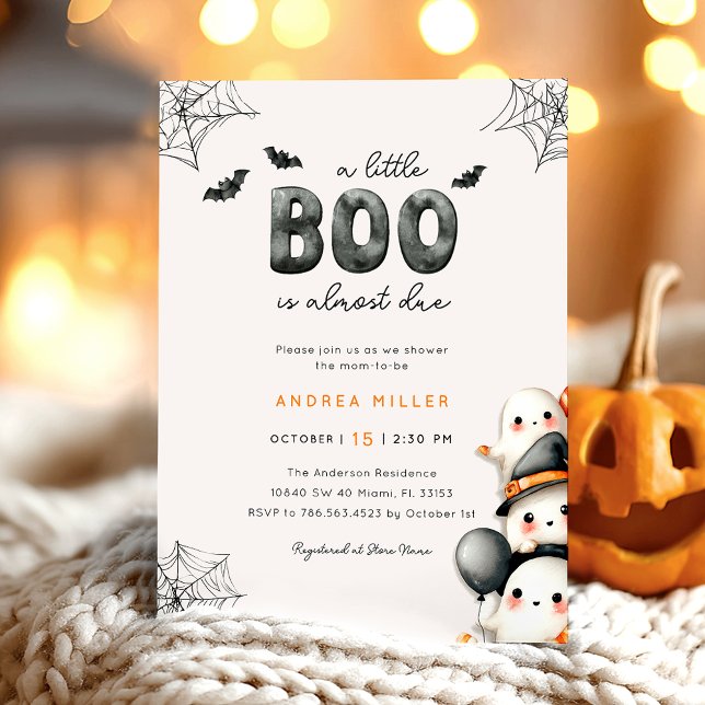 Ghost Baby Shower A Little Boo Halloween  Invitation (Creator Uploaded)