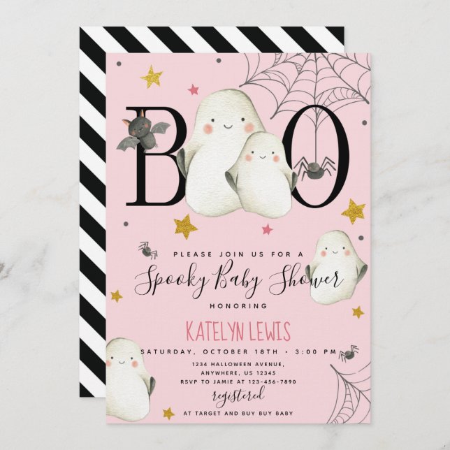 Ghost Baby Shower Invitation (Front/Back)