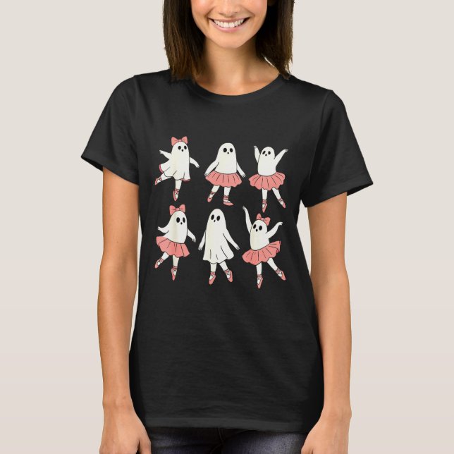 Ghost Ballerina Ballet Dance Teacher Halloween Cos T-Shirt (Front)