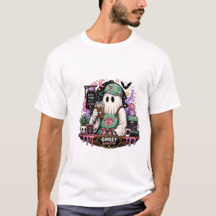 Ghost Barista Dead Tired Need Coffee Spooky Hallow T-Shirt