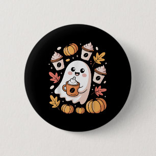 Ghost Barista Halloween Design With Cute Coffee Th 6 Cm Round Badge