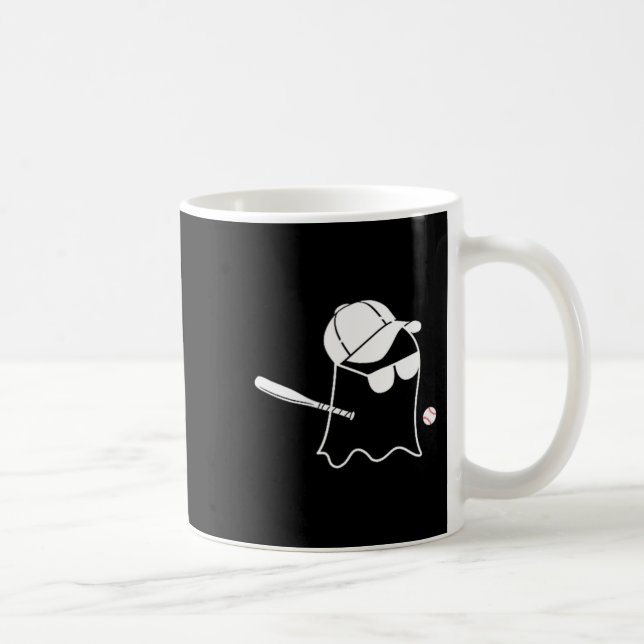 Ghost Baseball Halloween Costume Funny Baseball Coffee Mug (Right)