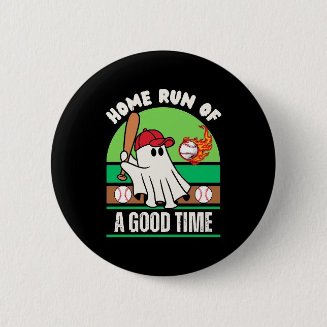 Ghost Baseball Player Halloween 6 Cm Round Badge (Front)