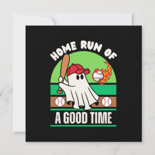 Ghost Baseball Player Halloween Invitation