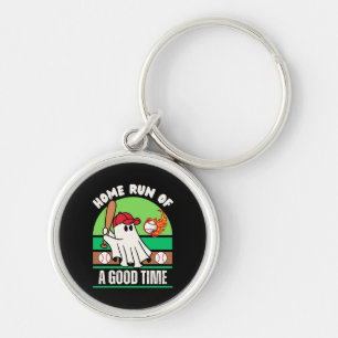 Ghost Baseball Player Halloween Key Ring