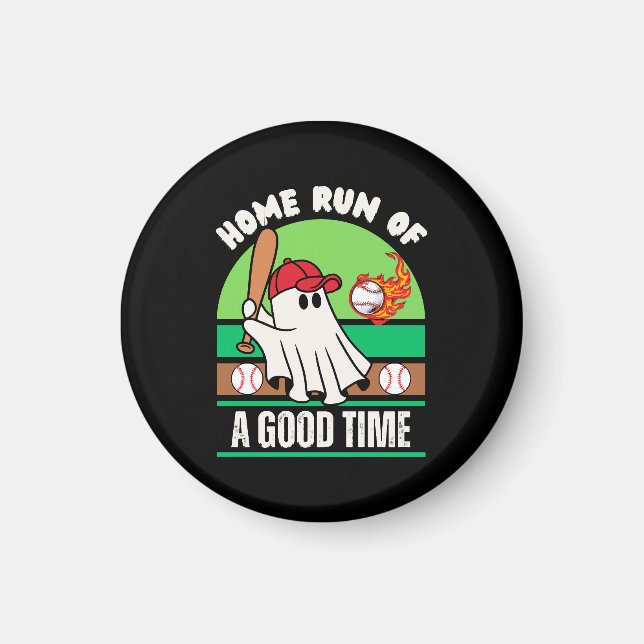 Ghost Baseball Player Halloween Magnet (Front)