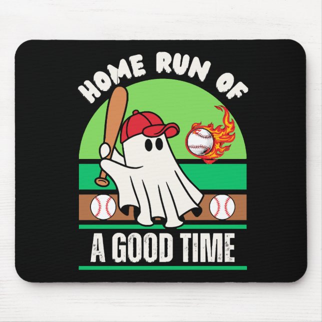 Ghost Baseball Player Halloween Mouse Pad (Front)