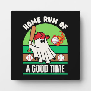 Ghost Baseball Player Halloween Plaque
