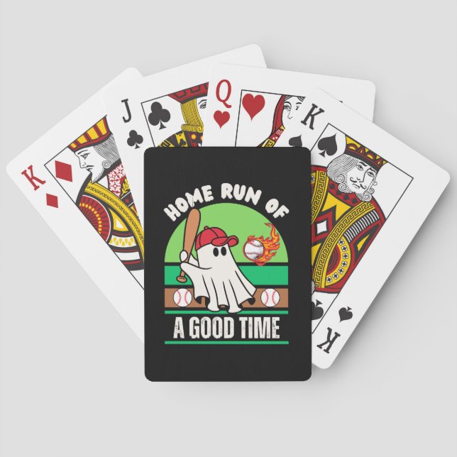 Ghost Baseball Player Halloween Playing Cards (Back)