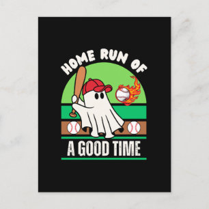 Ghost Baseball Player Halloween Postcard