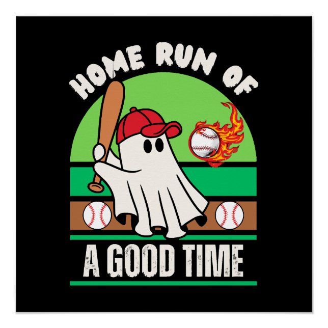 Ghost Baseball Player Halloween Poster (Front)