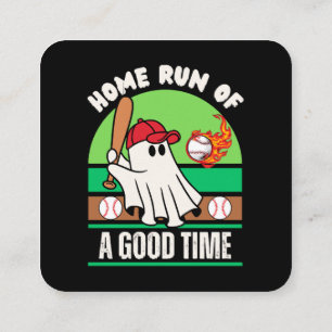 Ghost Baseball Player Halloween Square Business Card