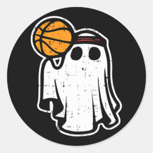 Ghost Basketball Halloween Costume Ghoul Spirit Me Classic Round Sticker