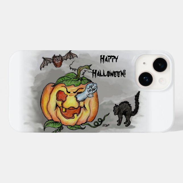 Ghost, Bat and Cat, Happy Halloween! Case-Mate iPhone Case (Back (Horizontal))