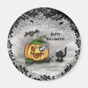 Ghost, Bat and Cat, Happy Halloween! Magnet