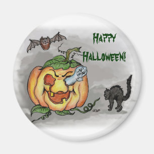Ghost, Bat and Cat, Happy Halloween! Magnet