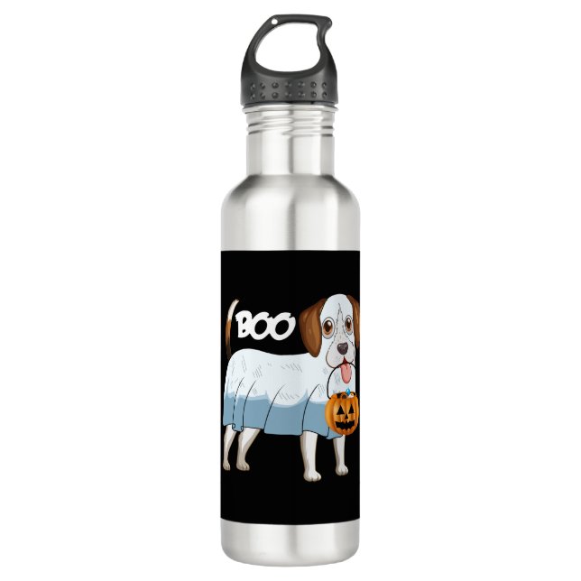 Ghost Beagle Halloween Dog 710 Ml Water Bottle (Front)