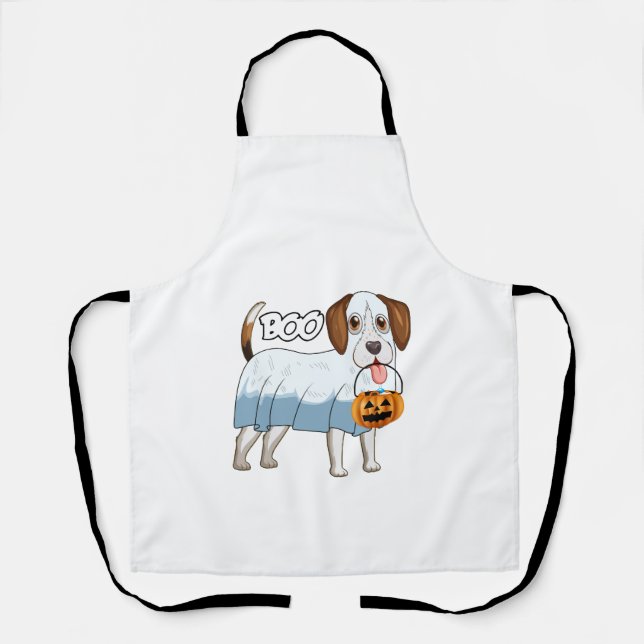 Ghost Beagle Halloween Dog Apron (Front)