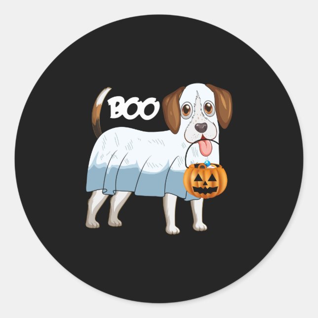Ghost Beagle Halloween Dog Classic Round Sticker (Front)