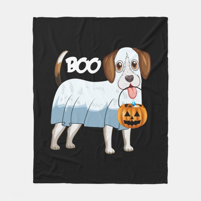 Ghost Beagle Halloween Dog Fleece Blanket (Front)