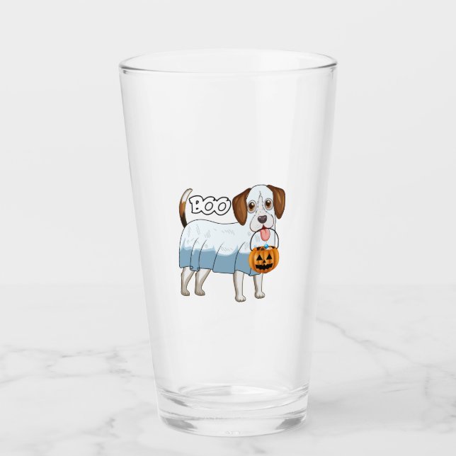 Ghost Beagle Halloween Dog Glass (Front)